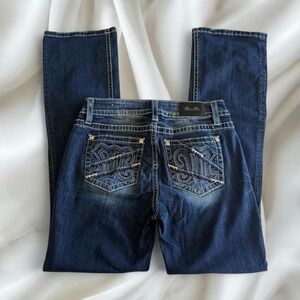 Y2K vintage Miss Me rhinestone low rise denim bootcut jeans grunge country